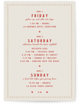 Coyota Wedding Weekend Itinerary Cards