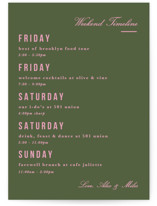 Bowery Wedding Weekend Itinerary Cards