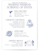 Southern Charm Toile Wedding Weekend Itinerary Cards