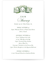 gates and pillars Grand Wedding Weekend Itinerary Cards