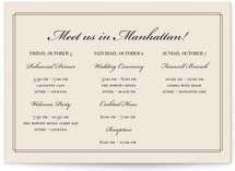 Uptown Formal Grand Wedding Weekend Itinerary Cards