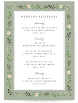 Greenery crest Grand Wedding Weekend Itinerary Cards