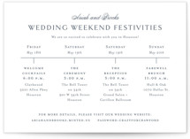 Ariah Grand Wedding Weekend Itinerary Cards
