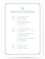 Fleur Corner Grand Wedding Weekend Itinerary Cards