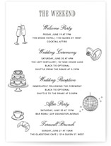 Formal Minimalist Grand Wedding Weekend Itinerary Cards