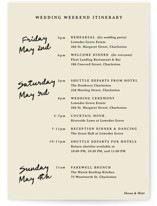 Classic but not Grand Wedding Weekend Itinerary Cards