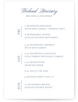 Vintage Blue Grand Wedding Weekend Itinerary Cards