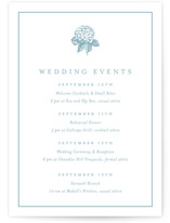 Hydrangea bloom Grand Wedding Weekend Itinerary Cards