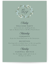 Trailing Garden Petite Wedding Weekend Itinerary Cards