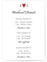 Two Hearts Petite Wedding Weekend Itinerary Cards