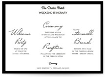 Hotel Petite Wedding Weekend Itinerary Cards