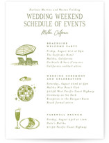 West Coast Toile Petite Wedding Weekend Itinerary Cards