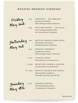 Classic but not Petite Wedding Weekend Itinerary Cards