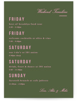 Bowery Petite Wedding Weekend Itinerary Cards