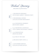 Vintage Blue Petite Wedding Weekend Itinerary Cards