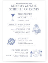 Southern Charm Toile Petite Wedding Weekend Itinerary Cards