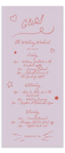 Whimsical Tall Wedding Weekend Itinerary Cards