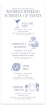 Southern Charm Toile Tall Wedding Weekend Itinerary Cards