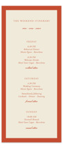 Borders Tall Wedding Weekend Itinerary Cards