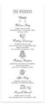 Formal Minimalist Tall Wedding Weekend Itinerary Cards