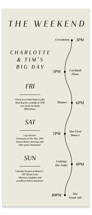 Big plans Tall Wedding Weekend Itinerary Cards