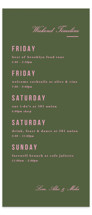 Bowery Tall Wedding Weekend Itinerary Cards