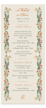 Garden Heirloom Tall Wedding Weekend Itinerary Cards