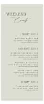 Scripted Initials Tall Wedding Weekend Itinerary Cards