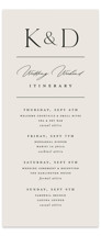 Modern Monogram Tall Wedding Weekend Itinerary Cards