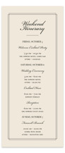 Uptown Formal Tall Wedding Weekend Itinerary Cards