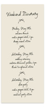 Inkwoven Tall Wedding Weekend Itinerary Cards