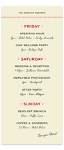 Trattoria Tall Wedding Weekend Itinerary Cards