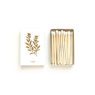 Sage Matchbox, Gold on White Matchbooks and Matches