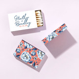 Personalized Painted Floral Script Names Matchboxes, set of 100 Matchbooks and Matches