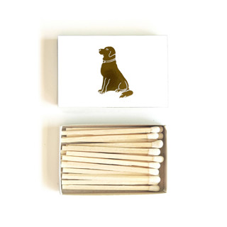 Labrador Retriever Dog Matchbox, Gold on White Matchbooks and Matches
