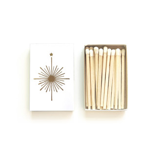 Compass Rose Matchbox, Gold on White Matchbooks and Matches