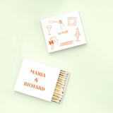 Pasta Party Hand Drawn Matchbox, set of 100 Matchbooks and Matches
