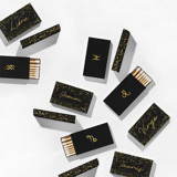 Zodiac Matchboxes, Black and Gold, Pack of 12 Matchbooks and Matches