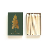 Noble Fir Tree Matchbox, Gold on Evergreen Matchbooks and Matches