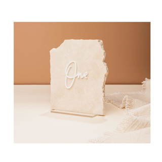 Stone Table Number with White Acrylic Font Table Numbers