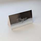Hand Debossed Place Card | Silver Chrome Tent Style with First Name Place and Escort Cards