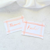 Watercolor Orange Plaid Place Cards- Personalized with Hand-Lettering- Set of 10 Place and Escort Cards