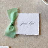 Handmade Paper Place Cards with Sage Green Bow | Set of 10 | Custom Text Place and Escort Cards