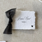 Handmade Paper Place Cards with Black Bow | Set of 10 | Custom Text Place and Escort Cards