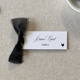 Slim Place Cards With Black Bow | Set Of 10 | Custom Text Place and Escort Cards