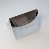 Hand Debossed Place Card, Buffet Card | Silver Chrome Tent Style with Full Name, 2-4 words Place and Escort Cards