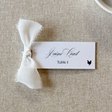 Slim Place Cards With White Bow | Set Of 10 | Custom Text Place and Escort Cards