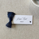 Slim Place Cards With Navy Blue Bow | Set Of 10 | Custom Text Place and Escort Cards