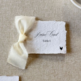 Handmade Paper Place Cards with Ivory Bow | Set of 10 | Custom Text Place and Escort Cards