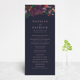 Moody Floral Foil-Pressed Wedding Programs